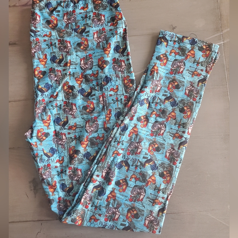 Vintage Rooster Leggings With Pockets
